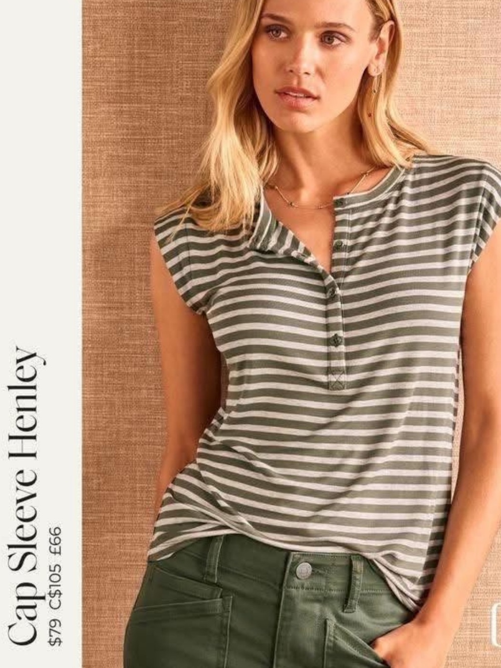 CAbi cap sleeve Henley